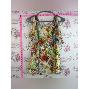 Vamp t-shirt, flowers, rainbow Floral Cold-Shoulder Short Sleeve Top - Multi